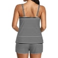 thumbnail image 4 of Two Piece Tankini Swimsuits for Women Striped Tummy Control Bathing Suit with Shorts Athletic Swimwear, 2XL, 4 of 6