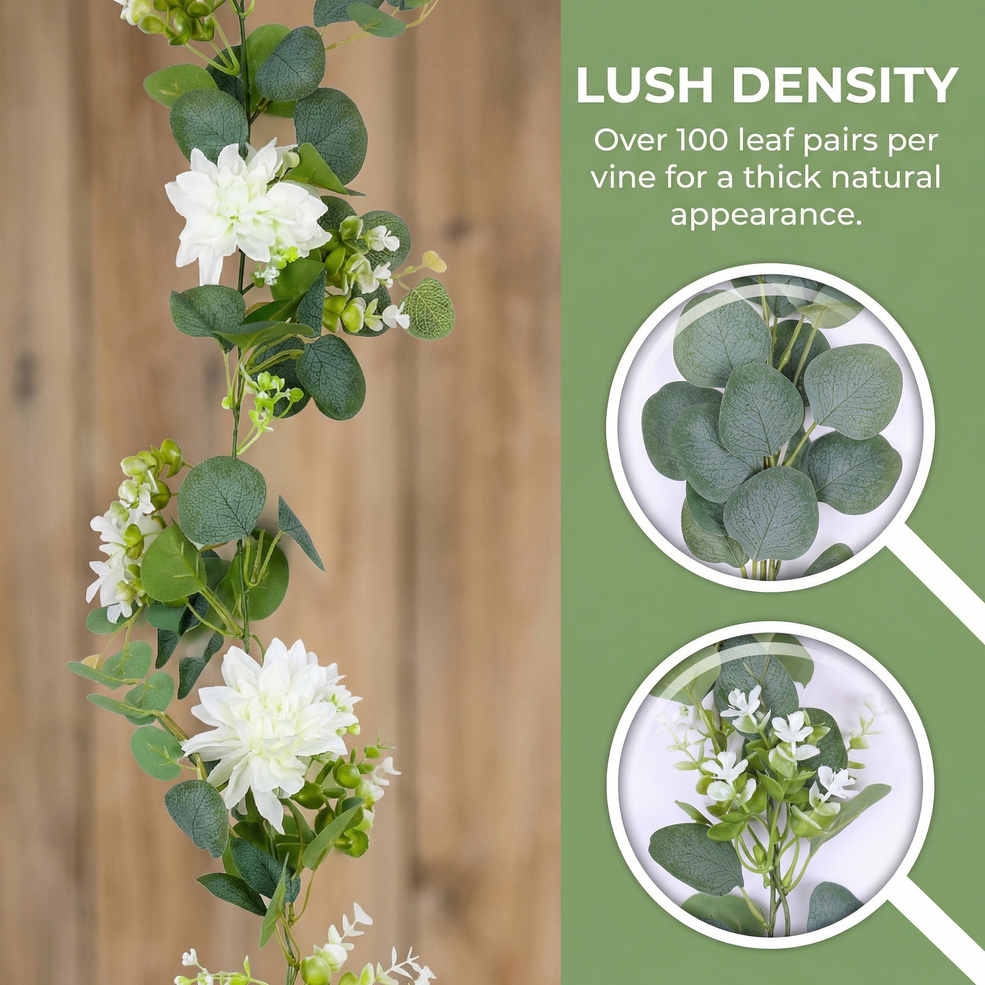 Unique Bargains 4Pcs Artificial Eucalyptus Garland Faux Vine White Champagne 71inch