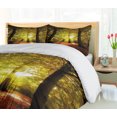 thumbnail image 5 of Ambesonne Fall Duvet Cover Set, Blurry Forest Dreamy View, 2-Calking, Pale Green Red Brown, 5 of 7