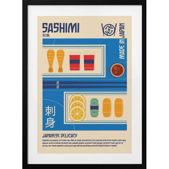 Sashimi Japanese Food Print Framed Art Modern Wall Decor