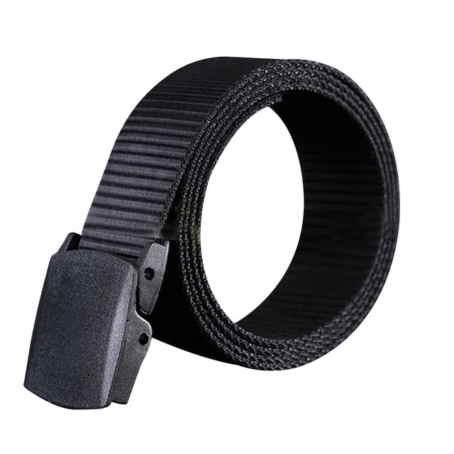 BRIGHTFUFU Cinturón web de lona cinturón de nylon para hombre estilo militar estilo casual amigable con aeropuerto con hebilla automática cinturón táctico (negro)