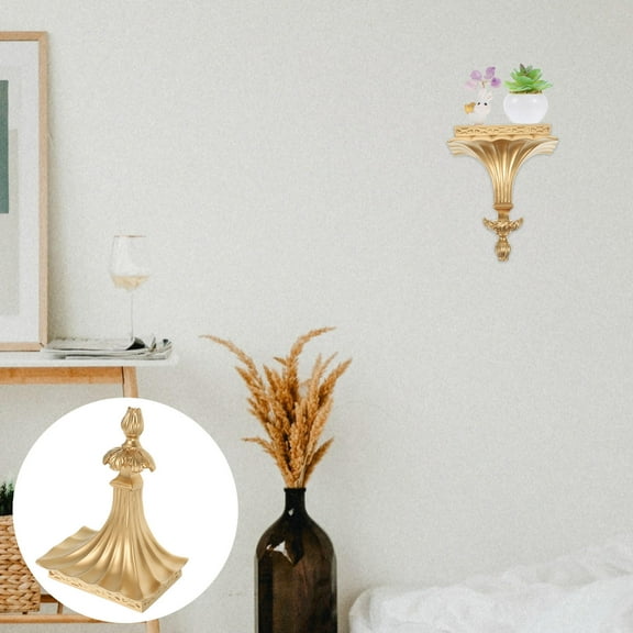 Moluckfu Hanging Wall Shelf Golden Resin 1Pack