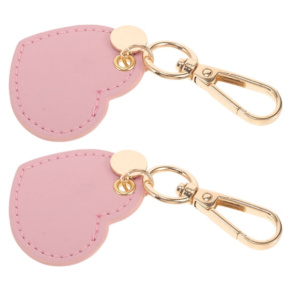 LULULION 2Pcs Cute Accessory Heart Keychain Pink PU Everyday Use for Women