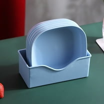 SNGMN 5-Piece Disposable Snack Plates Set, Plastic Dessert Fruit and Nut Plates for Home Use, Eco-Friendly Straw Material