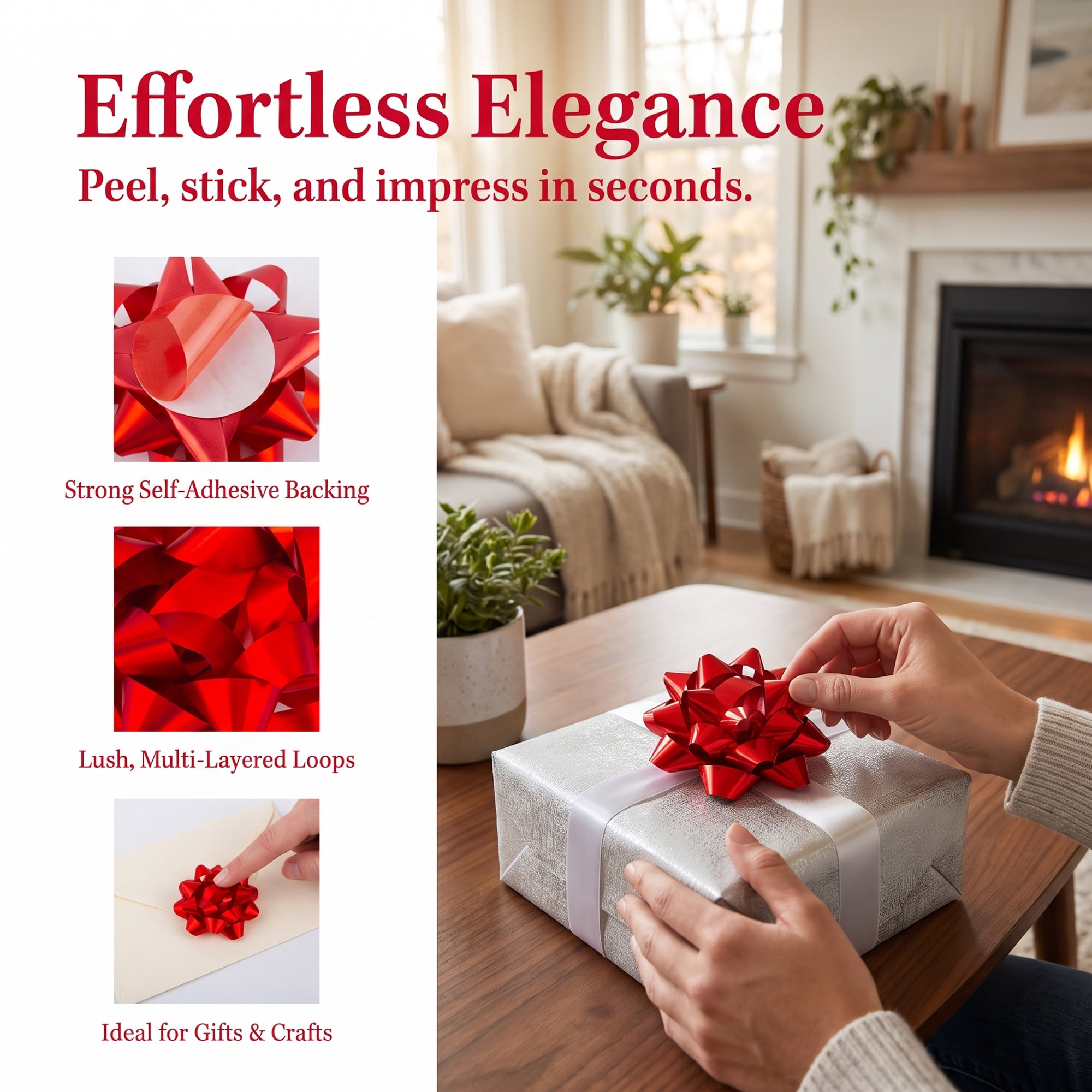 Unique Bargains Elegant Pre-Made Star Gift Bows for Gift Wrapping and Decoration Red