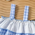 thumbnail image 4 of YuYuBao Girls Outfits Sets Summer Sleeveless Plaid Print Ruffles Vests Tops + Bowknot Shorts Outfits 3 Piece Baby Girls Cute Clothes Suits, 9-12 Months, 4 of 6