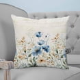 thumbnail image 4 of Blue Flowers Rustic 20x20 Pillow Covers Set of 2, Spring Vintage Botanical Floral Beige Throw Pillow Covers Decorative Couch Cushion Case, Microfiber Square Pillowcases for Bedroom Car Living Room, 4 of 7