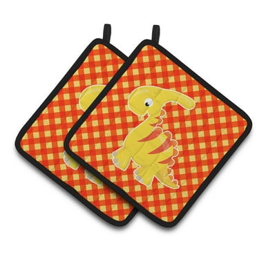 Caroline's Treasures Parasaurolophus Dinosaur Pair of Pot Holders