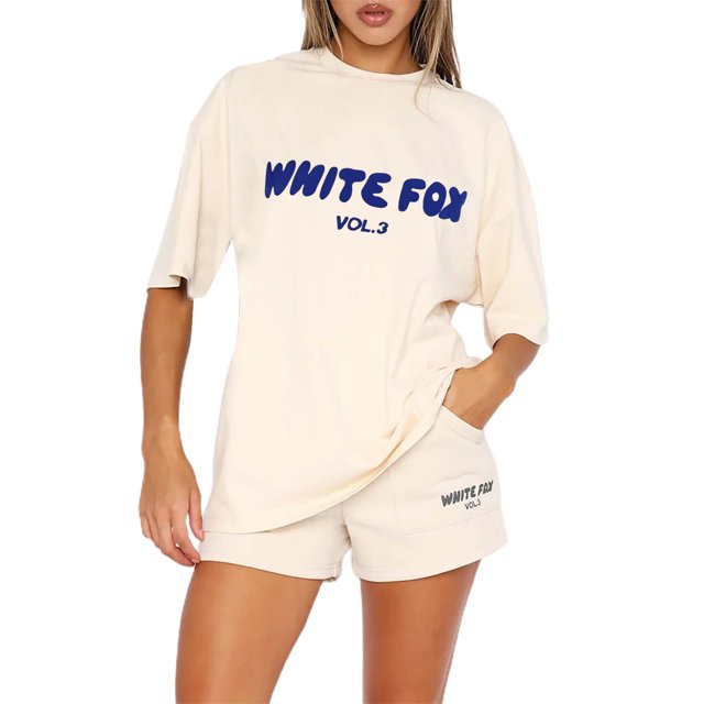 Promotions Chandail en Molleton Renard Blanc T-Shirts Oversize pour Femmes Manches Courtes Col Rond Hauts d'Été Décontractés Tee-Shirts Basiques Vêtements Tendance 2024 T-Shirts Graphiques pour Femmes Jaune S Liquidation