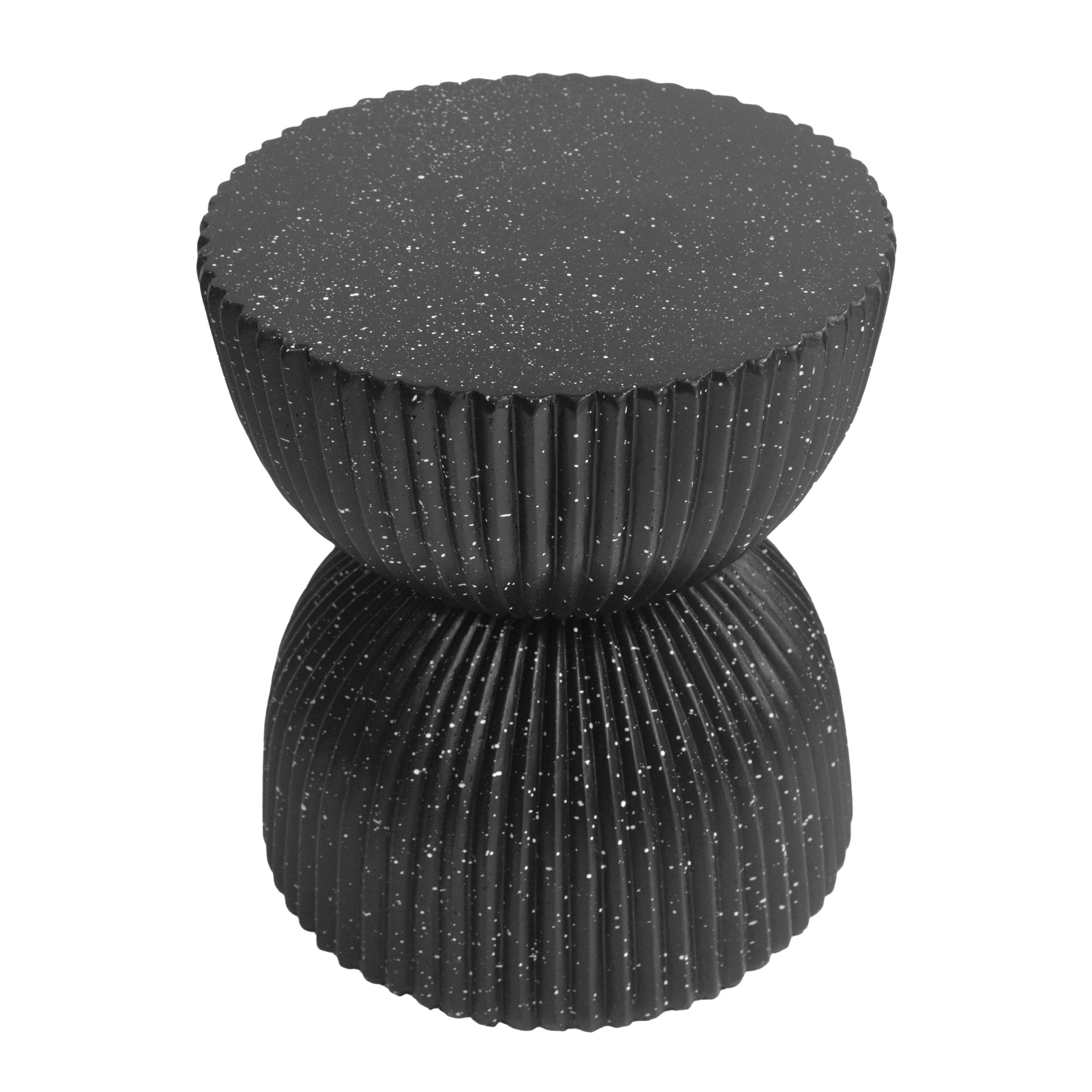 Christopher Knight Home 15.36" Modern Ribbed Hourglass MGO Side Table, Outdoor Indoor Use, Black