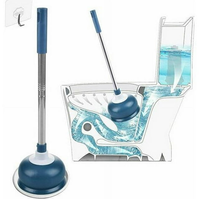 Desatascador de succión - Desatascador de tuberías con soporte, herramienta para eliminar atascos de inodoro - Succión fuerte, azul, BLOW
