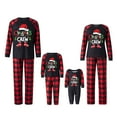 thumbnail image 2 of Christmas Family Pajamas Matching Set,Xmas Long Sleeve Letters Print T-shirt with Plaid Pants Sleepwear Loungewear, 2 of 6