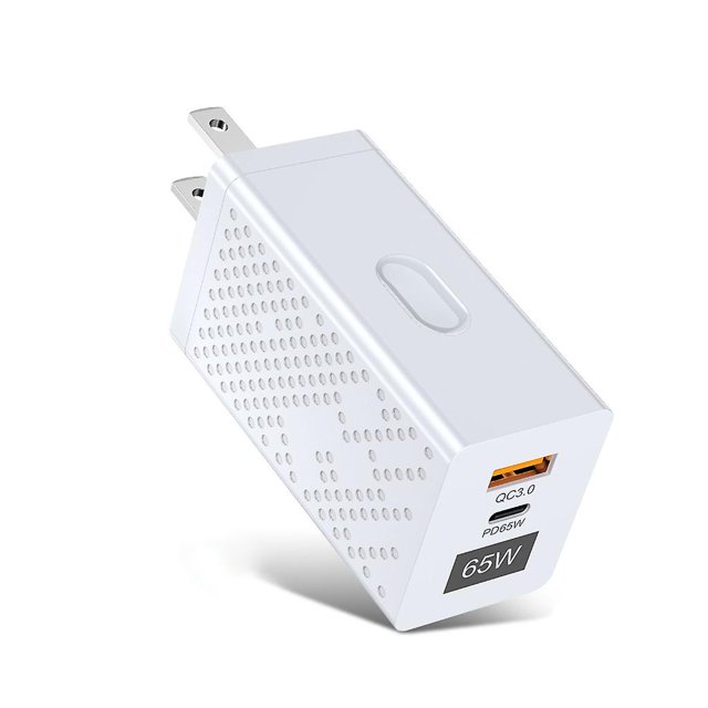 Cargador Gan de 65W Tipo C Pd para Qc 3,0 Us/eu Adaptador de cargador rápido para La, EE. UU., Blanco Feliz Sencillez