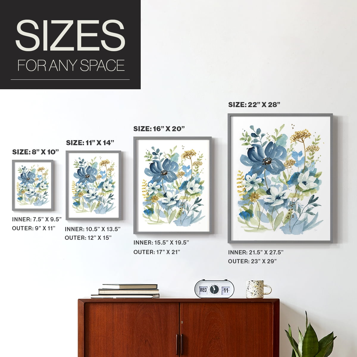 Wild Medley I Framed Print in Gray Solid Wood 22 x 28 Framed Print