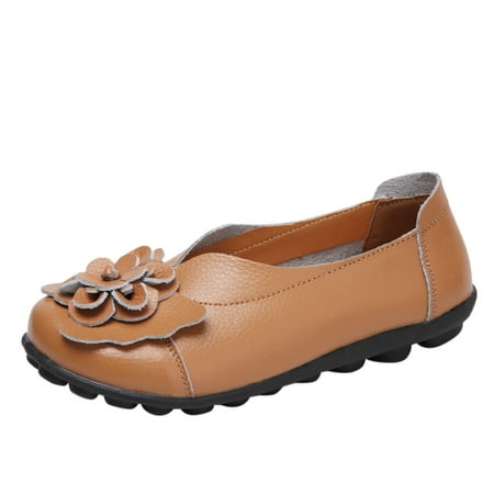 

Caqnni Womens Loafers Flats Shoes Moccasin Penny Loafers Slip On Work Shoes Casual COmfort Ladies Walking Shoes (Brown 38)