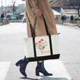 thumbnail image 4 of FORMRS Canvas Laptop Tote Bag for Women with 15.6" Computer Compartments Shoulder Handbag, Gray Cute Flower, 4 of 7