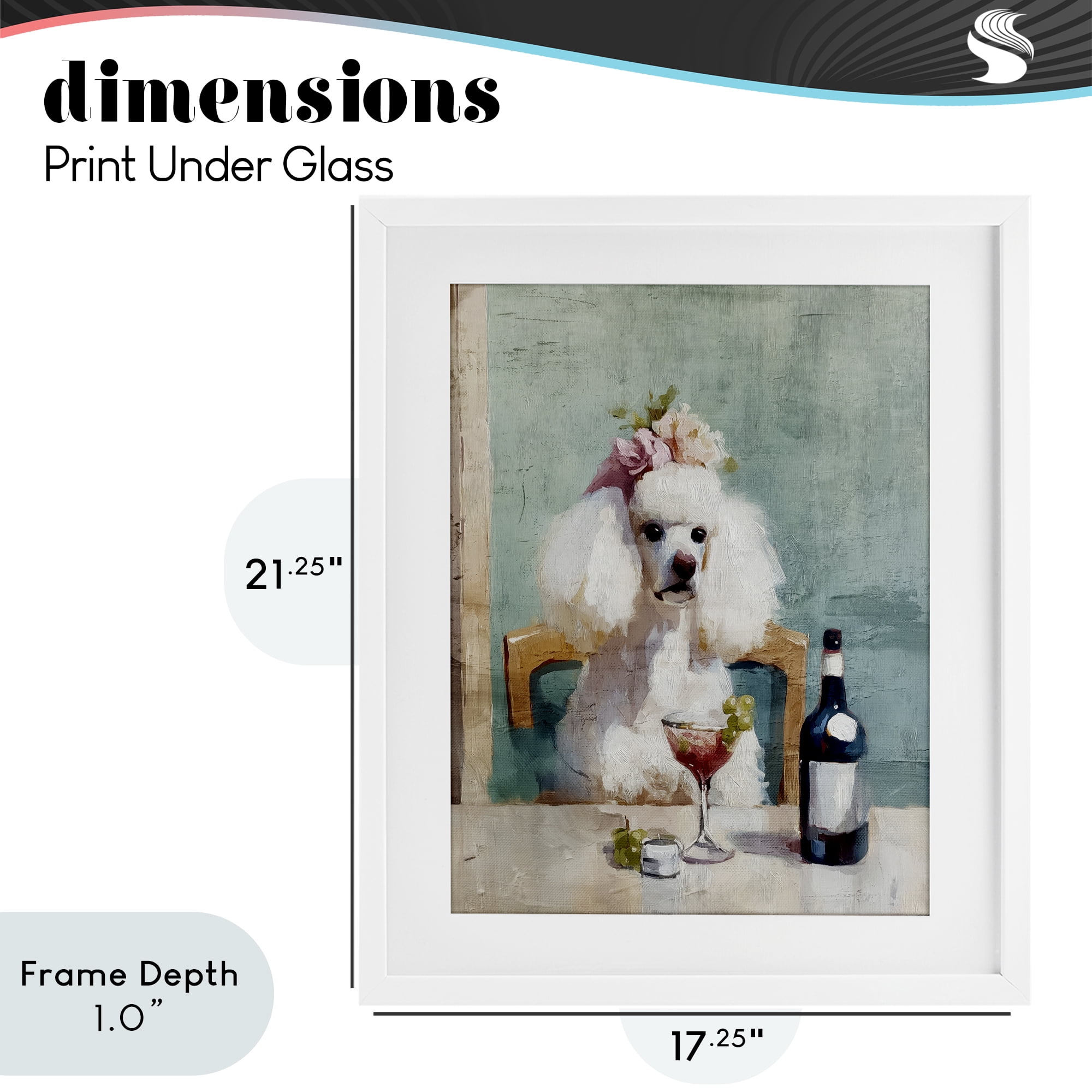 Stupell Industries Poodle At Lunch White Framed Print Under Glass, design by Annabelle Hall