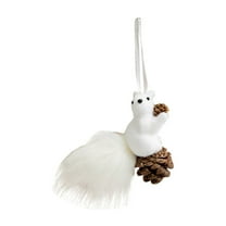 Uutvery Christmas Squirrel Hanging Ornament,Lifelike White Squirrels Pendant,Cute Realistic Squirrel Hanging Figurine Pinecone Ornament,Winter Holiday Decor for Indoor Home Office Xmas Gifts