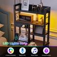 thumbnail image 3 of Satifur Tall Nightstand with Charging Station and LED Lights, Bedside Table with 4 Drawers and Bookshelf, Black, 3 of 7