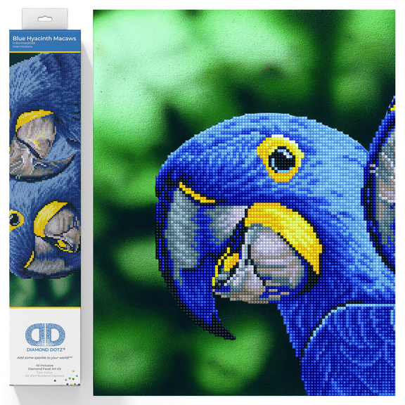 Diamond Dotz Blue Hyacinth Macaws Diamond Painting Kits for Adults - Diamond Art Kits a Relaxing Creative Craft Kit with Dotz Gems 14.6x20.5