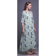 thumbnail image 2 of Bimba Light Lavender Blue Floral & White Rose Womenâ€™s LongÂ&nbsp; Maxi Nightgowns for Women Cotton Printed Nightwear Loose Sleepwear X-Large, 2 of 5