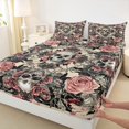 thumbnail image 3 of Manfei Gothic Skeleton Skull Full Size Sheets,Happy Halloween Bed Sheets,Rustic Flower Floral Sheet Sets For Men Women,Breathable Home Decor,4 Pieces, 3 of 7