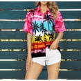 thumbnail image 6 of HAPPY BAY Women's Button Down Blouses Funky Vacation Button up Casual Summer Beach Party Blouse Short Sleeve Tropical Hawaiian Shirts for Women M Palm Tree View, Autumn Pink, 6 of 6