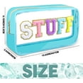 thumbnail image 2 of Preppy Patch STUFF Makeup Bag Chenille Letter Cosmetic Bag for Women, Transparent PVC Zipper Patch Bags Organizer Waterproof Portable Travel Makeup Bag for Women Girls Teens (Blue), 2 of 7