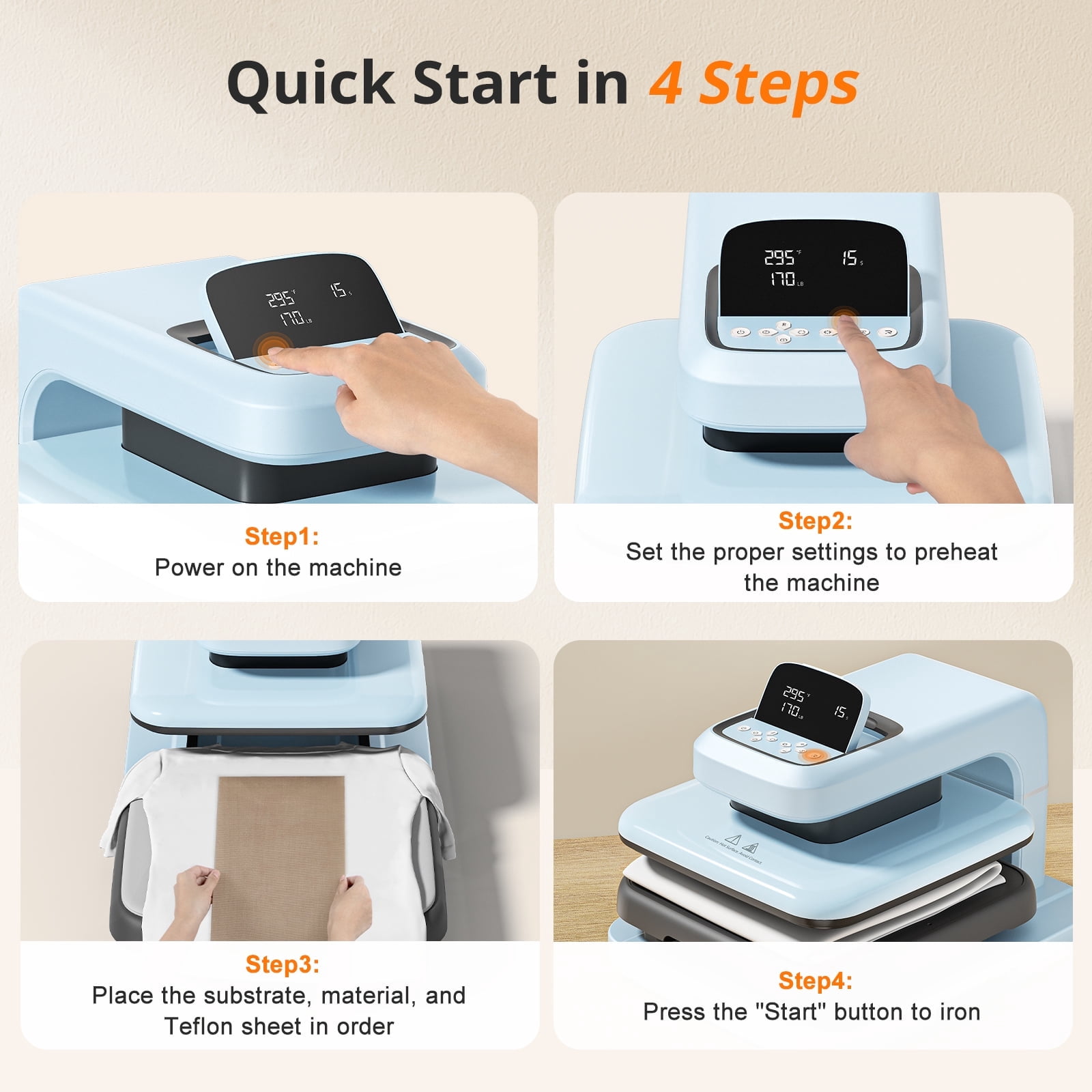 HTVRONT Automatic Heat Press 2 + HTVRONT Automat Heat Press Accessories Kit, Heat Press Machine with Adjustable Pressure & Higher Heating Height, Heats Up Fast and Evenly