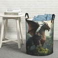thumbnail image 7 of KLL Forest Stone-Colored Dragon Waterproof Foldable Laundry Hamper Bucket with Handles for Storage Bin,Kids Room,Home Organizer (Medium ), 7 of 7