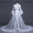 thumbnail image 2 of Women Fashion Sexy Tulle Robe Long Lingerie Nightgown Bathrobe Sleepwear Bridal Robe Lace Lingerie, 2 of 5