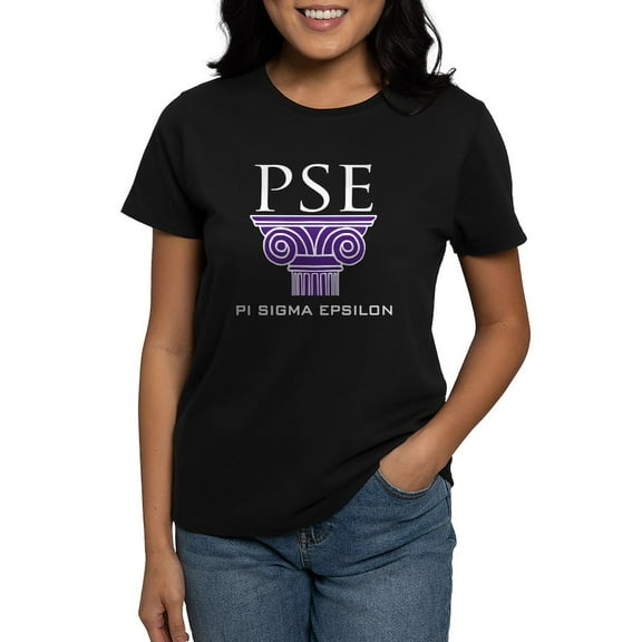 CafePress - Pi Sigma Epsilon Pillar Logo T Shirt - Women's Traditional Fit Dark T-Shirt