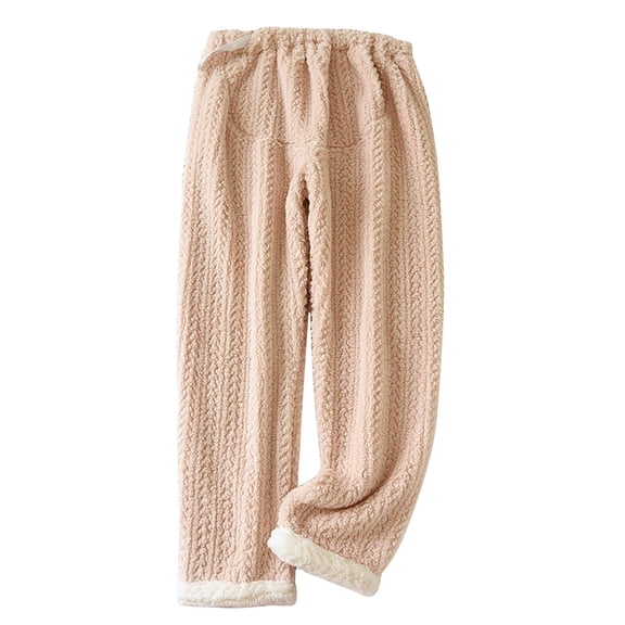Tii.MM Fleece Winter Pants for Women Casual Warm Fuzzy Comfy Pajama Pants Flannel Lounge Sleepwear Elastic Waist Pants