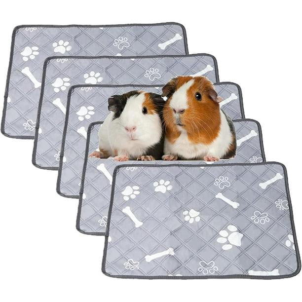 Paquete de 5 alfombrillas para jaulas de conejillos de indias, lavables y reutilizables, antideslizantes, superabsorbentes, con forro polar para conejos enanos, hámsteres, chinchillas y erizos, 12 x