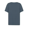 thumbnail image 5 of Womens Tops Casual Solid Color Medium Short Sleeve V-Neck Top Summer Blouses Navy S, 5 of 6