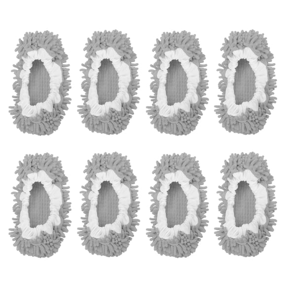 Uxcell Mop Slippers Washable Chenille Duster Cleaning Shoes Cover Grey 8 Pack