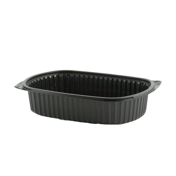 Anchor Packaging 48 oz Microraves M710D Black Take Out Container, 10" x 7" | 252/Case
