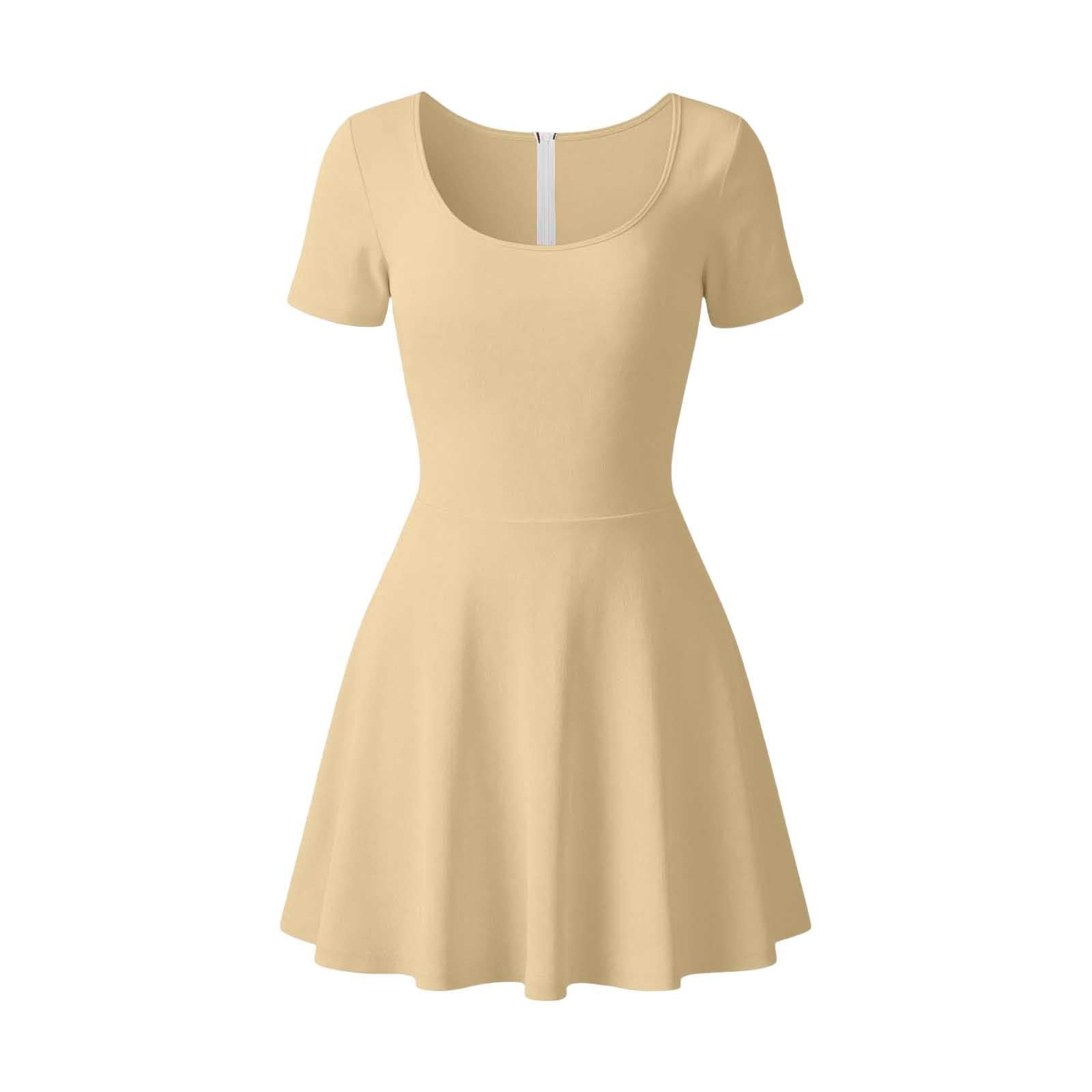ATOGUTA Athletic Dress for Girls Khaki Ruffle Summer Dresses Cute Birthday Party Princess Sundress 5T-15