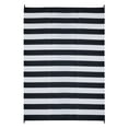 thumbnail image 3 of FH Home Outdoor Rug - Waterproof, Fade Resistant, Reversible - Premium Recycled Plastic - Striped - Large Patio, Deck, Sunroom, RV, Camping - Brittany Stripe - Black & White - 9 x 18 ft Foldable, 3 of 8