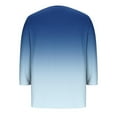 thumbnail image 6 of Otntypg Plus Size Womens Ombre T-Shirts Loose Oversized Casual Fall Ruched Pleated Flowy Tunic Blouse Dressy 3/4 Sleeve Gradient Color Crewneck Pullover Sweatshirts Navy XL, 6 of 6