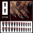 thumbnail image 2 of Uñas postizas adhesivas HPYFOI diseño gótico de Halloween con arañas, 24 piezas, 2 of 7