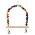 thumbnail image 2 of Bird Swing Toy Natural Wooden Perch with Colorful Plastic Beads and Two Chimes for Parrot Cage Decor, 2 of 9