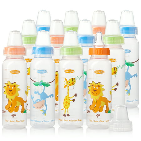 Evenflo Feeding Zoo Friends BPA-Free Plastic Baby Bottle - 8oz, Orange/Green/Blue,
