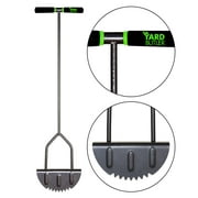 Yard Butler Step Edger Manual Steel Lawn Garden Sidewalk Grass Long Handled Foot Edging Tool With Rounded Saw Tooth Blade EDGE-180, Gray