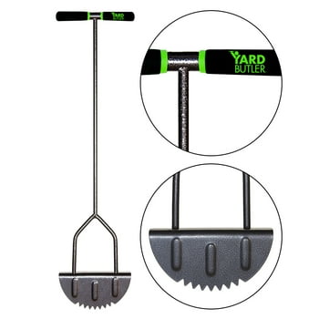 Yard Butler Step Edger Manual Steel Lawn Garden Sidewalk Grass Long Handled Foot Edging Tool With Rounded Saw Tooth Blade EDGE-180, Gray