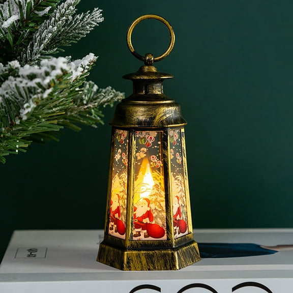 Xecvkr Retro Portable Christmas Light Children Gift Tabletop Lantern Hanging Decoration Holiday Party Dining Home Room School Tree Display 1pc