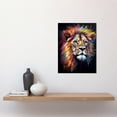 thumbnail image 2 of Lion Head Oil Painting Rainbow Colour Mane Hair Vibrant Portrait Unframed Wall Art Print Poster Home Decor Premium, 2 of 3