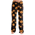 thumbnail image 3 of Womens Halloween Sleep Pants Relaxed Straight Leg Pajama Bottoms Full Length Casual Lounge Wear Elastic Waist No Drawstring Comfy Pjs for Home Black L, 3 of 5