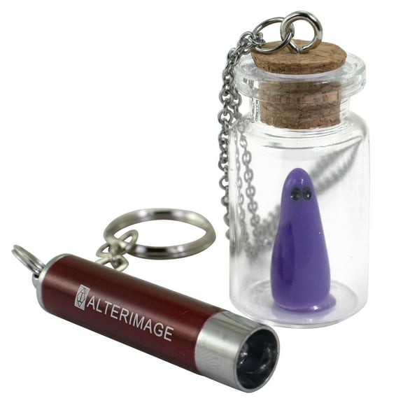 AlterImage Ghost In A Bottle Necklace Glow In The Dark Pendant Purple Includes UV Light