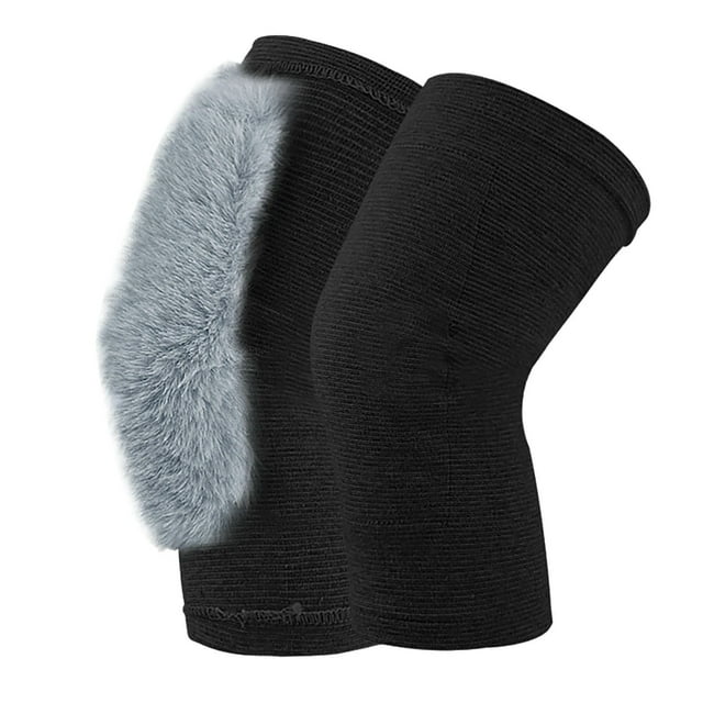 WZXFASHION Autumn And Winter Imitation Long Velvet Knee Pads For Old And Cold Legs Knee Insulation High Elasticity Non Restrictive Fit And Velvet Leg Sleeves Black M